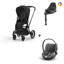 Cybex Priam Matt Black + Cloud T + Base T Isofix