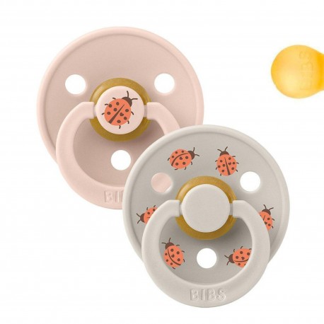 2 chupetas Bibs Colour Round Ladybug Blush Mix 0-6 m