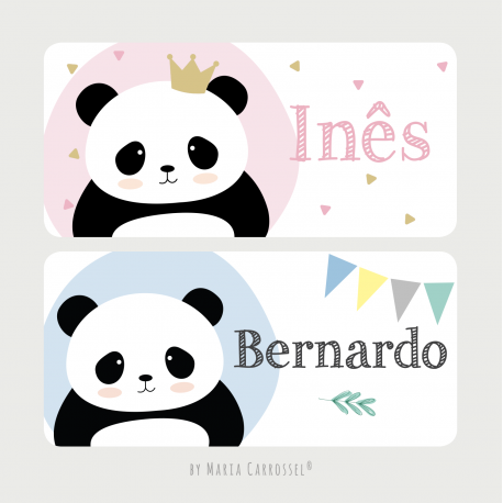 Placa com Nome Panda