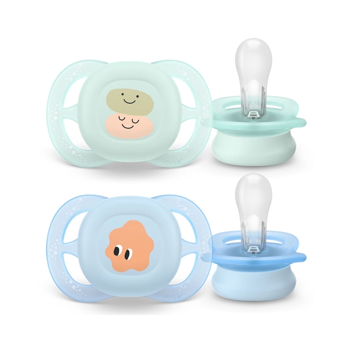 2 Chupetas Philips Avent Ultra Smart Decorada Menino 0-2m - Philips Avent - 8720689041775