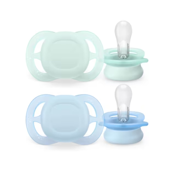 2 Chupetas Philips Avent Ultra Smart Lisas Menino 0-2m - Philips Avent - 8720689042079