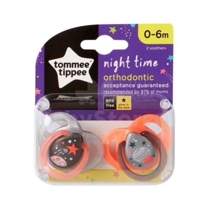 Pack 2 Chupetas Tommee Tippee Night Time 0-6m - Tommee Tippee - 5010415334732