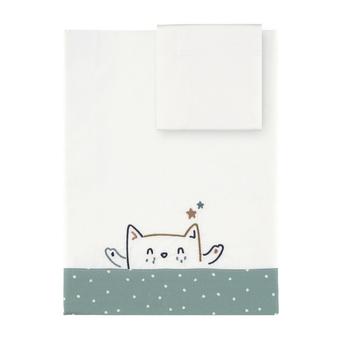 Lençóis Bordados Mini Berço Petit Praia Happy Cat - Petit Praia - 8438082984734