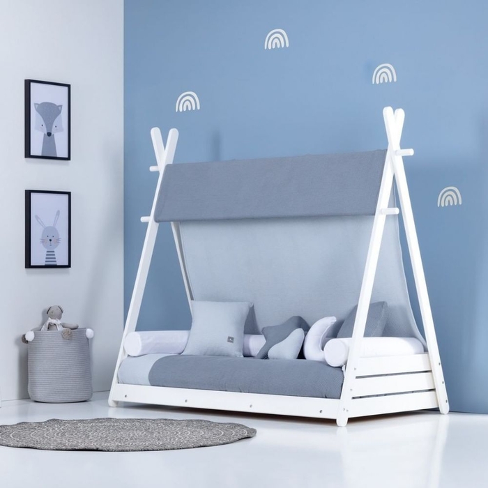 Cama Junior Alondra Montessori Homy XL White com Colchão e Edredão - Alondra - HOMYXL-22-TX121