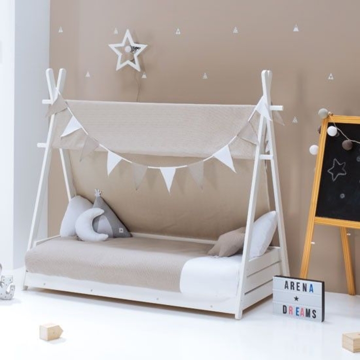 Cama Junior Alondra Montessori Homy XL White com Toldo e Edredão - Alondra - HOMYXL-23-TX153