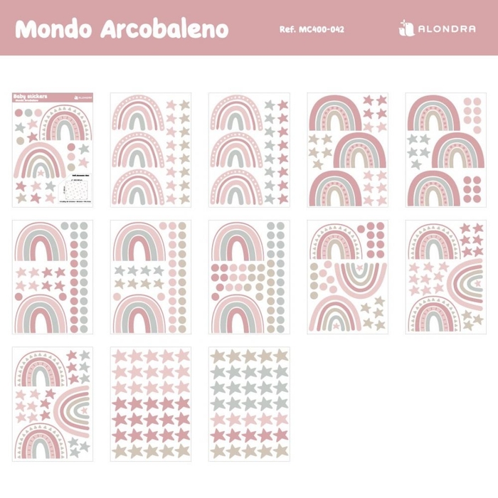 Vinil Decorativo de Arco-íris com Estrelas Alondra Mondo Arcobaleno - Alondra - 8431904478879