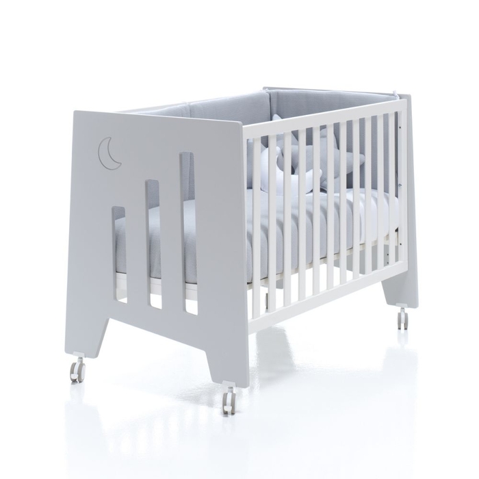 Berço Alondra Omni Grey 5 em 1 com Barra Infantil e Têxteis - Alondra - OMNI-K13-M7778-TX121