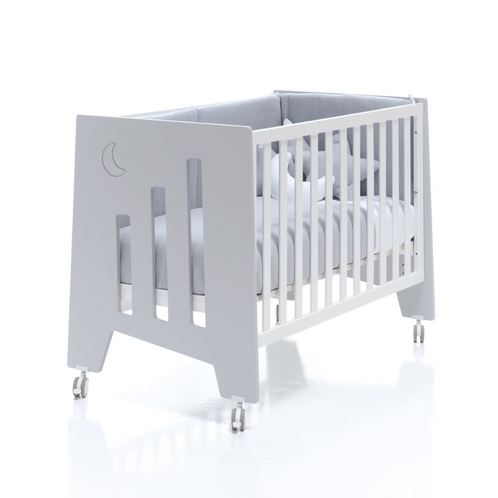 Berço Alondra Omni Grey 5 em 1 com Barra Infantil, Kit Co-Sleeping e Têxteis - Alondra - OMNI-K14-M7778-TX114