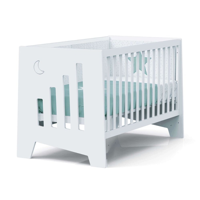 Berço Alondra Omni XL White 6 em 1 com Colchão, Barra Infantil e Têxteis - Alondra - OMNIXL-K15-M7700-TX121