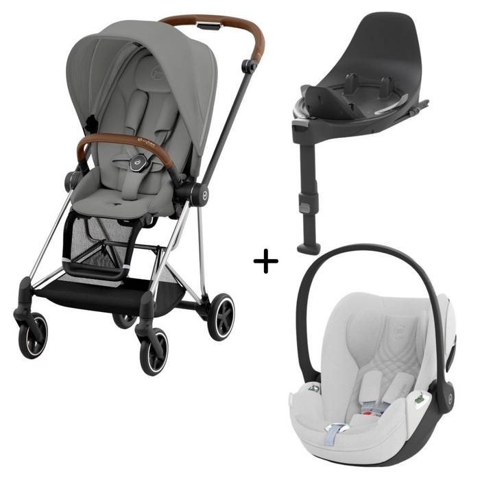 Carrinho de Bebé Mios Chrome Brown, Babycoque Cloud T i-Size Plus e Base T i-Size Cybex - Cybex - PACKMIOS008-012
