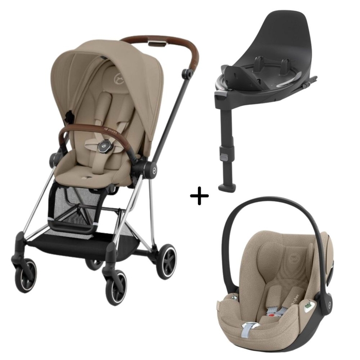 Carrinho de Bebé Mios Chrome Brown, Babycoque Cloud T i-Size Plus e Base T i-Size Cybex - Cybex - PACKMIOS008-017