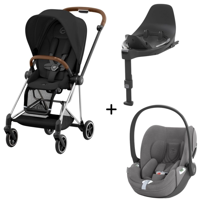 Carrinho de Bebé Mios Chrome Brown, Babycoque Cloud T i-Size Plus e Base T i-Size Cybex - Cybex - PACKMIOS008-019