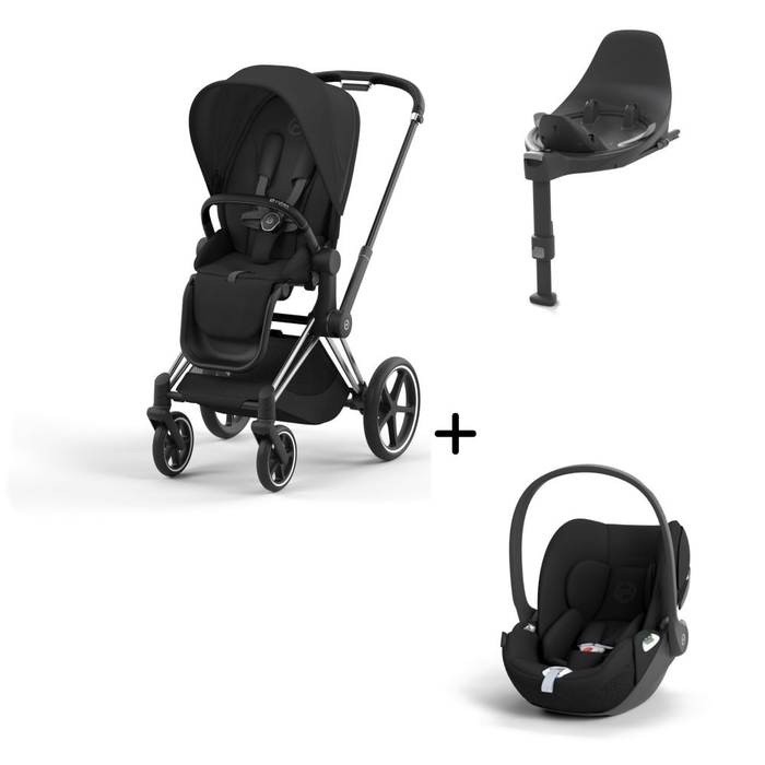 Carrinho de Bebé Priam Chrome Black, Babycoque Cloud T i-Size e Base T Isofix i-Size Cybex - Cybex - PACKPRIAM006-002