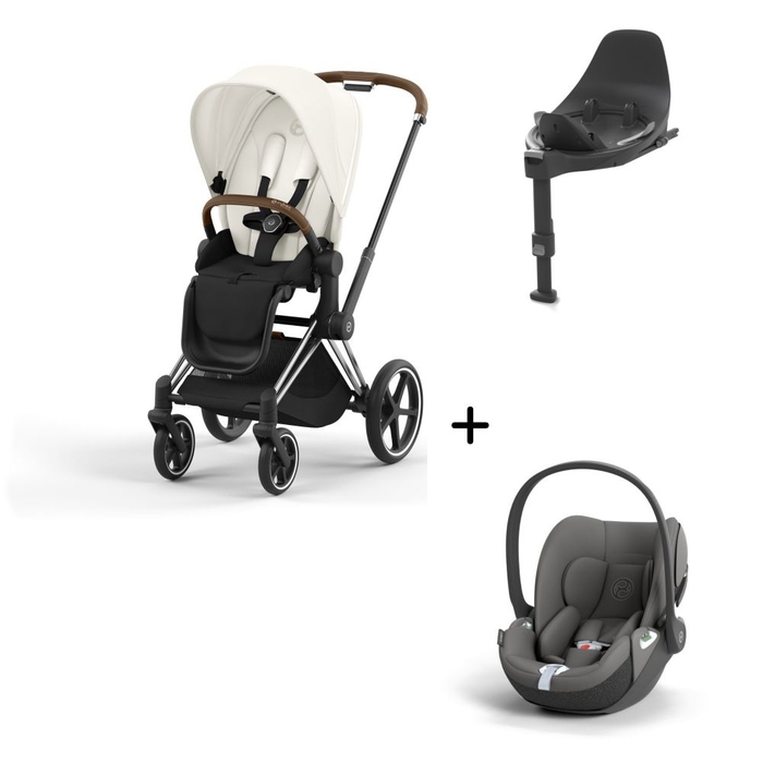 Carrinho de Bebé Priam Chrome Brown, Babycoque Cloud T i-Size e Base T Isofix i-Size Cybex - Cybex - PACKPRIAM010-009