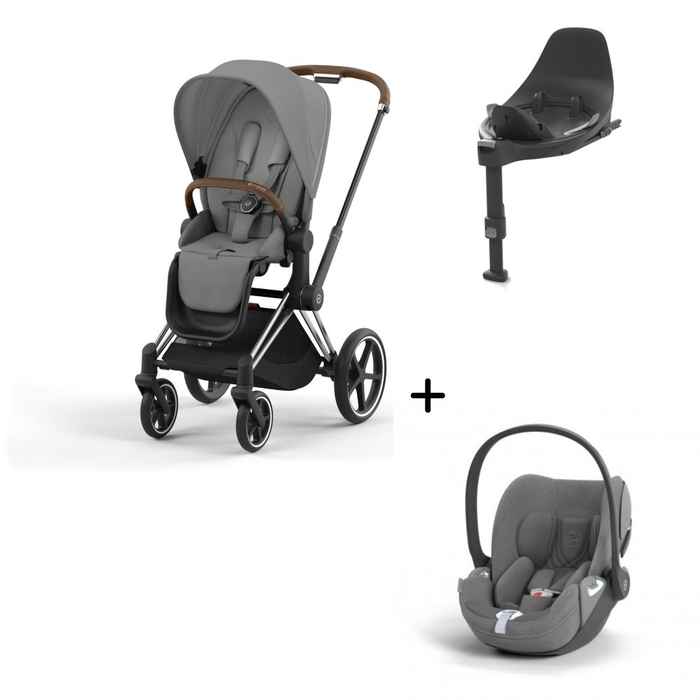 Carrinho de Bebé Priam Chrome Brown, Babycoque Cloud T i-Size Plus e Base T Isofix i-Size Cybex - Cybex - PACKPRIAM012-007