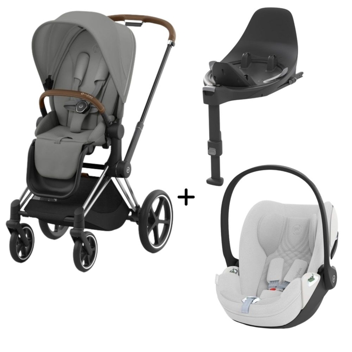 Carrinho de Bebé Priam Chrome Brown, Babycoque Cloud T i-Size Plus e Base T Isofix i-Size Cybex - Cybex - PACKPRIAM012-012