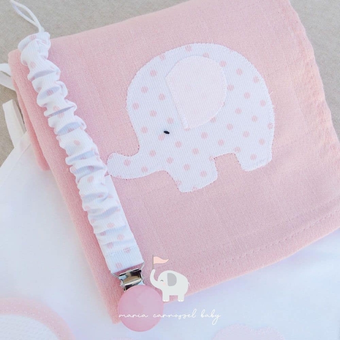 Fralda Maria Carrossel Elefante Bolinhas - Maria Carrossel - PF1022-ELE-BOL-ROSA