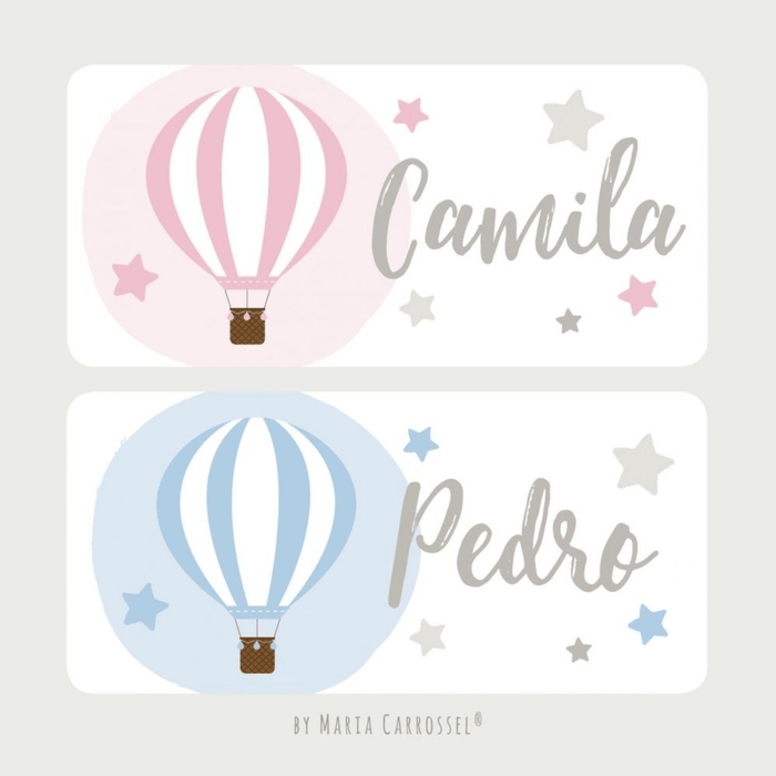 Placa com Nome Maria Carrossel Balão de Ar - Maria Carrossel - PQ1001-BALAO-AZUL