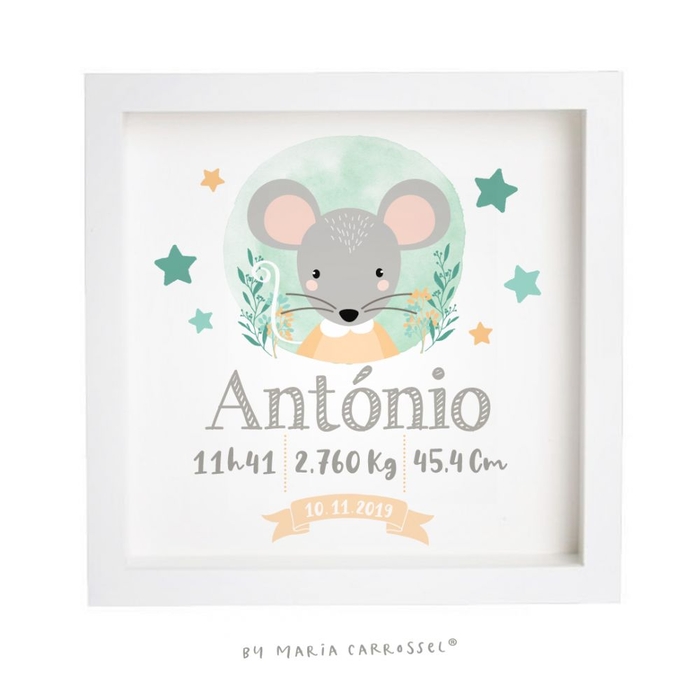 Quadro Nascimento Maria Carrossel Rato - Maria Carrossel - PQ1002-RATO-VERDE