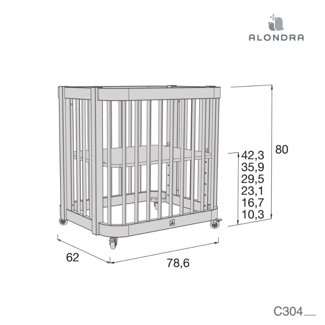 Mini Berço Convertível Alondra Crea Uno Nomad com Colchão, Saco Cama e Protetor - Alondra - CREA1-K21-M5000-TX121