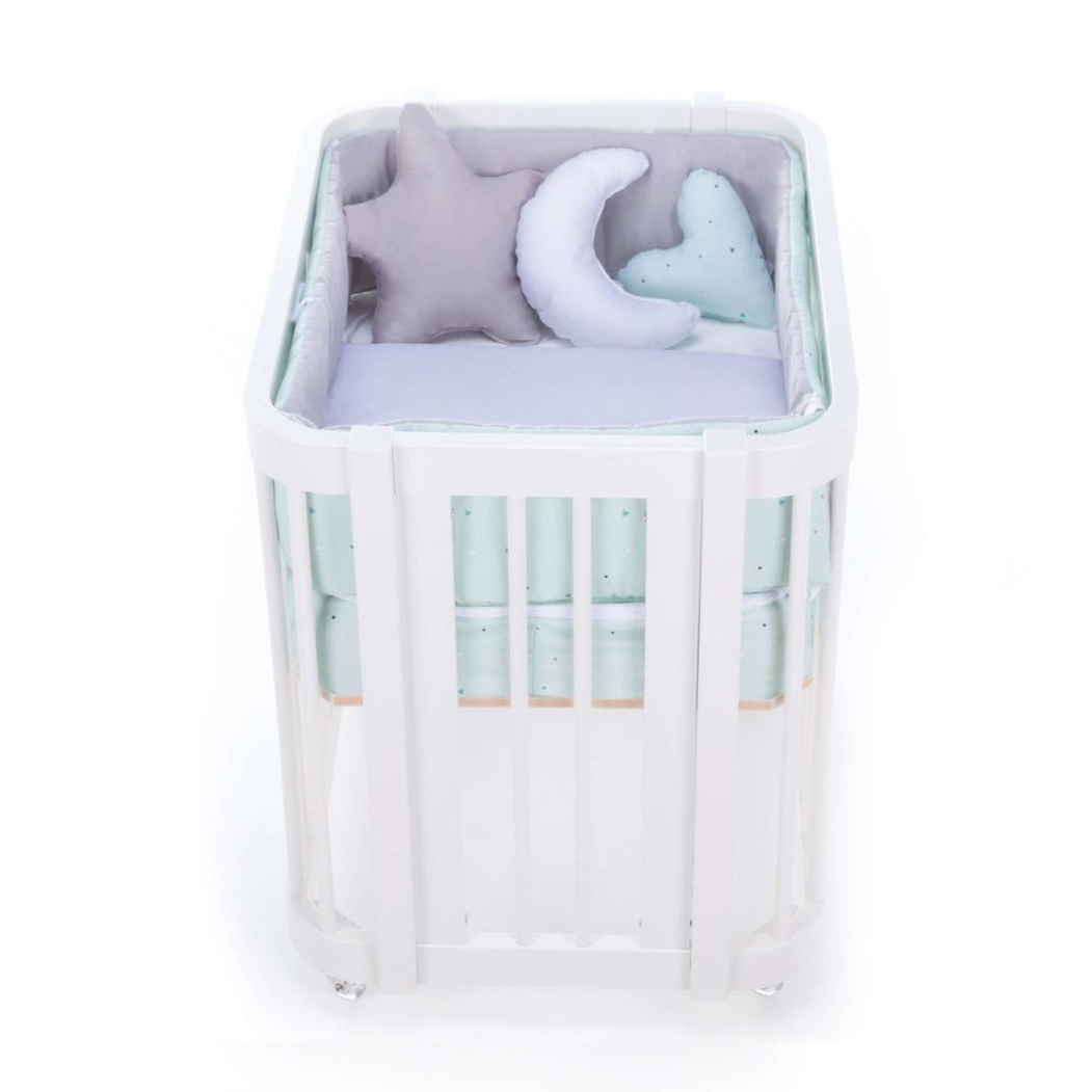 Berço Alondra Crea Due White 3 em 1 com Kit Co-Sleeping e Têxteis - Alondra - CREA2-K33-M1100-TX123