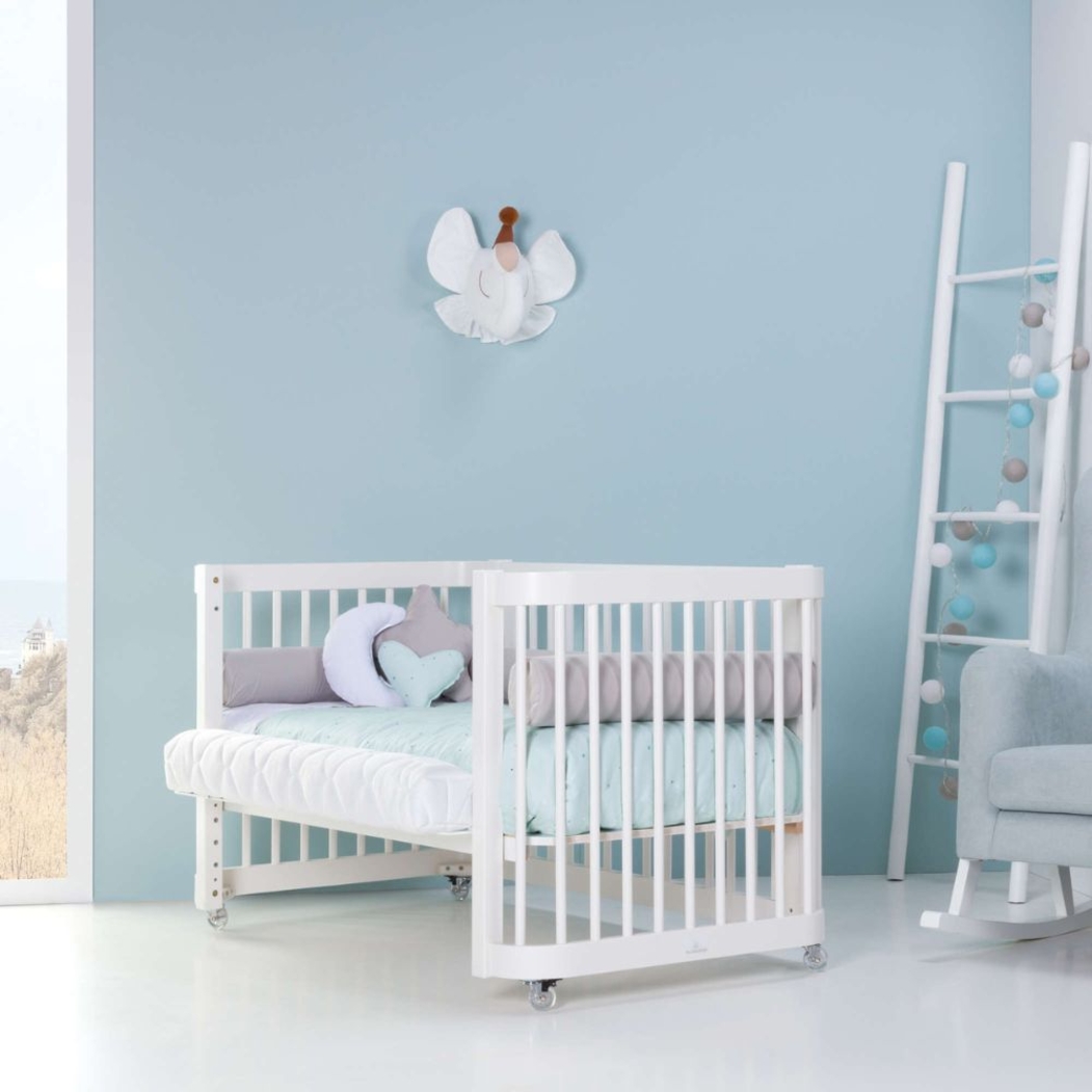 Berço Alondra Crea Due White 3 em 1 com Kit Co-Sleeping e Têxteis - Alondra - CREA2-K33-M1100-TX123