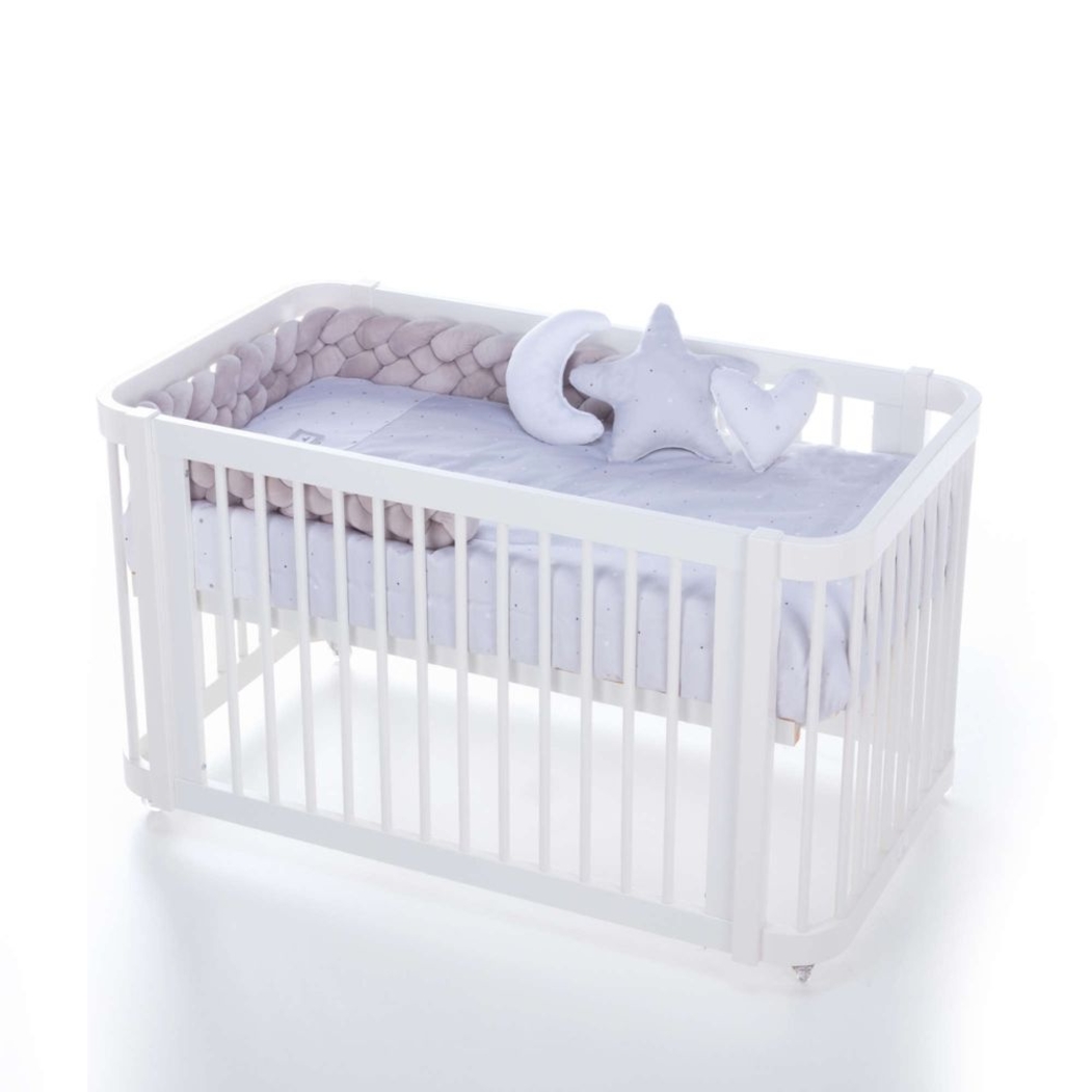 Berço Alondra Crea Due White 3 em 1 com Kit Co-Sleeping e Têxteis - Alondra - CREA2-K33-M1100-TX128