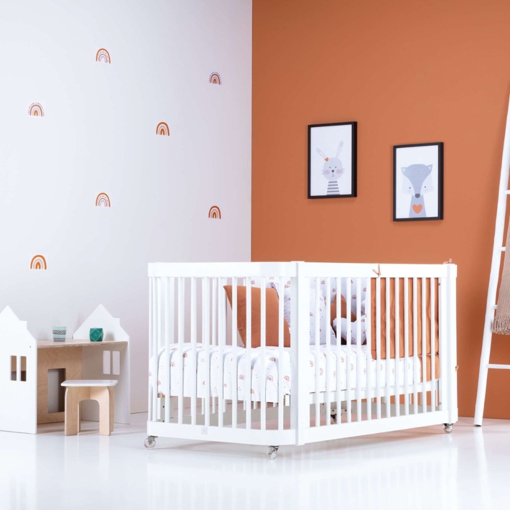 Berço Alondra Crea Due White 3 em 1 com Kit Co-Sleeping e Têxteis - Alondra - CREA2-K33-M1100-TX128