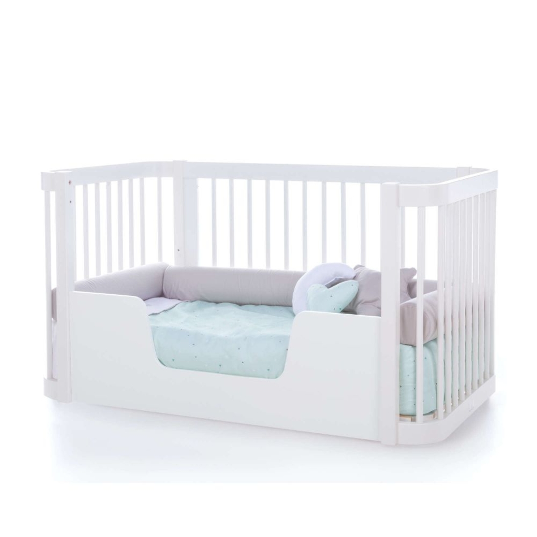 Berço Alondra Crea Due White 3 em 1 com Colchão e Têxteis - Alondra - CREA2-K35-M1100-TX181