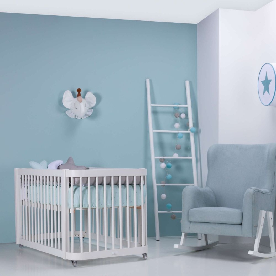 Berço Alondra Crea Due White 3 em 1 com Colchão, Kit Co-Sleeping e Têxteis - Alondra - CREA2-K36-M1100-TX121