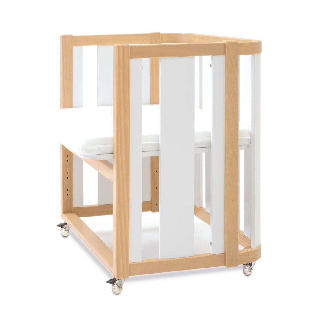Mini Berço Convertível Alondra Crea Plus Uno Wood | White com Colchão, Kit Co-Sleeping e Têxteis - Alondra - CREAPLUS1-K22-M5011-TX127