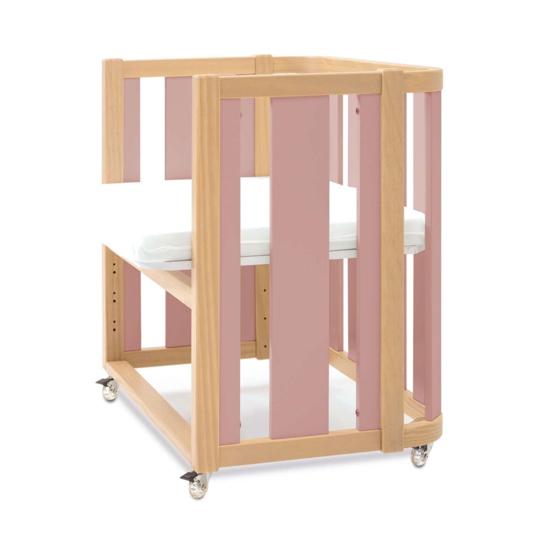 Mini Berço Convertível Alondra Crea Plus Uno Wood | Quartz com Colchão, Kit Co-Sleeping e Têxteis - Alondra - CREAPLUS1-K22-M5059-TX122