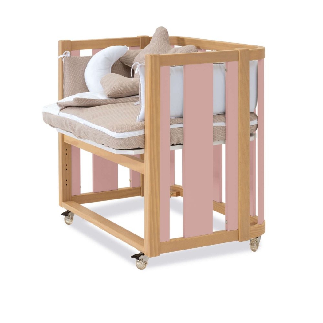 Mini Berço Convertível Alondra Crea Plus Uno Wood | Quartz com Colchão, Kit Co-Sleeping e Têxteis - Alondra - CREAPLUS1-K22-M5059-TX122