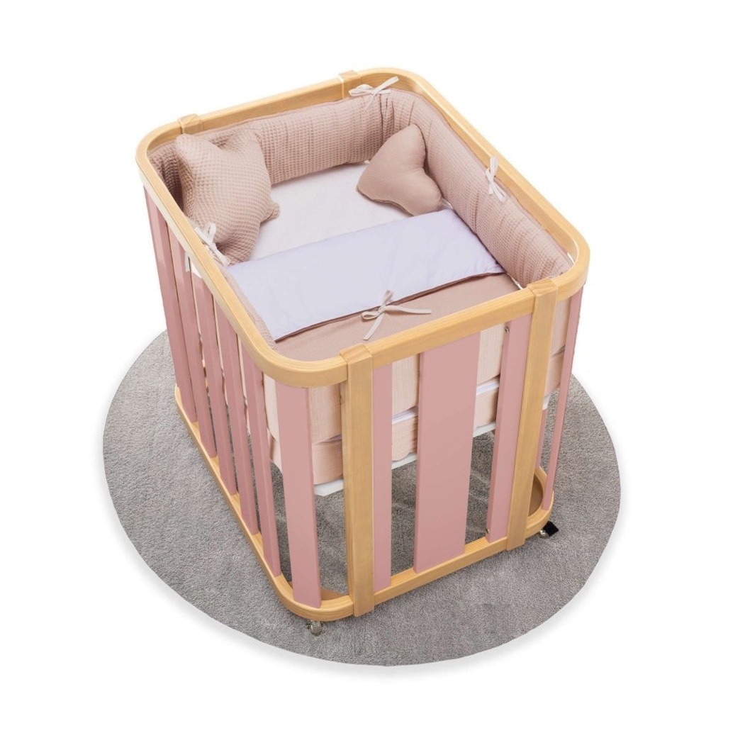 Mini Berço Convertível Alondra Crea Plus Uno Wood | Quartz com Colchão, Kit Co-Sleeping e Têxteis - Alondra - CREAPLUS1-K22-M5059-TX122
