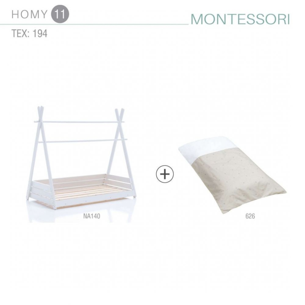 Cama Junior Alondra Montessori Homy White com Edredão - Alondra - HOMY-11-TX128