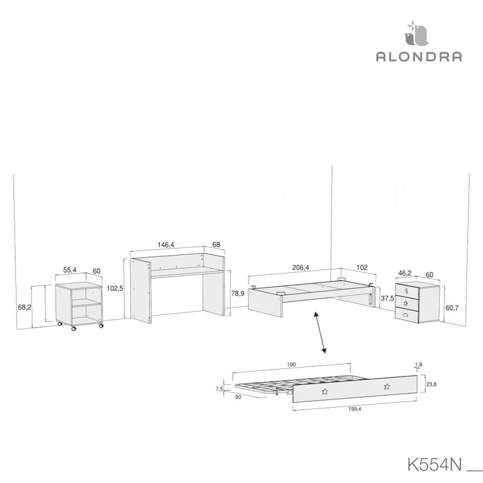 Convertível Alondra Sero Bubble Pink - Alondra - 8431904412279