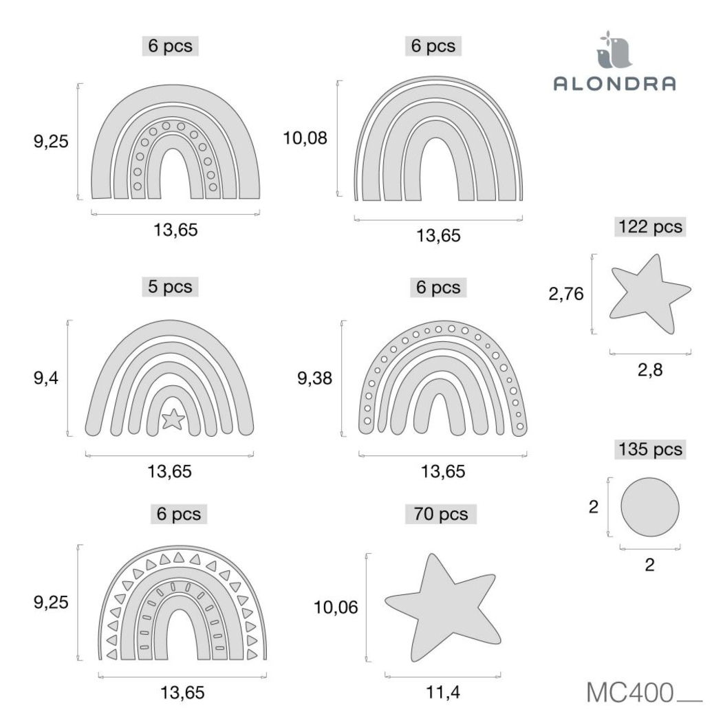 Vinil Decorativo de Arco-íris com Estrelas Alondra Mondo Arcobaleno - Alondra - 8431904478879