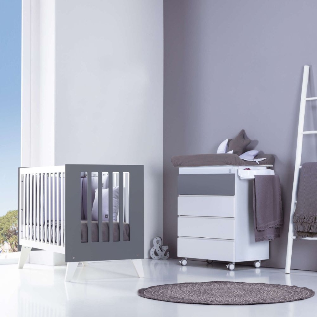 Berço Alondra Nexo Marengo | Pinho Lacado 4 em 1 com Têxteis - Alondra - NEXO-K11-M7769-TX128