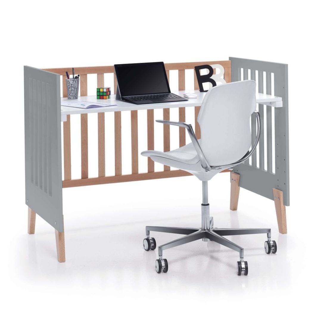 Berço Convertível Alondra Nexor Wood | Anthracite 4 em 1 com Colchão, Barra Infantil, Kit Co-Sleeping e Têxteis - Alondra - NEXOR-K16-M5895-TX148