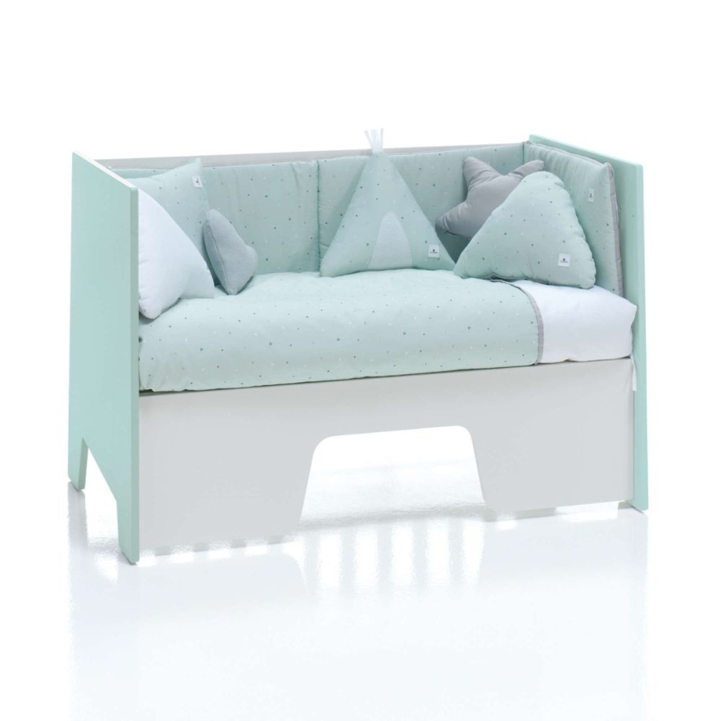 Berço Alondra Omni Mint 5 em 1 com Barra Infantil e Têxteis - Alondra - OMNI-K13-M7755-TX178