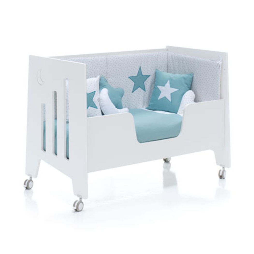 Berço Alondra Omni White 5 em 1 com Barra Infantil, Kit Co-Sleeping e Têxteis - Alondra - OMNI-K14-M7700-TX114