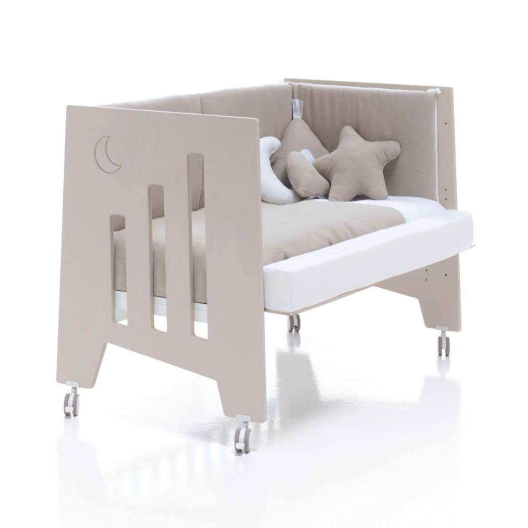Berço Alondra Omni Beige 5 em 1 com Colchão, Barra Infantil, Kit Co-Sleeping e Têxteis - Alondra - OMNI-K16-M7753-TX127