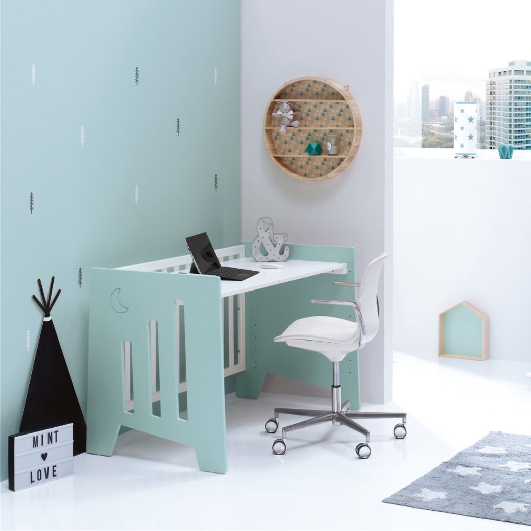 Berço Alondra Omni Mint 5 em 1 com Colchão, Barra Infantil, Kit Co-Sleeping e Têxteis - Alondra - OMNI-K16-M7755-TX178