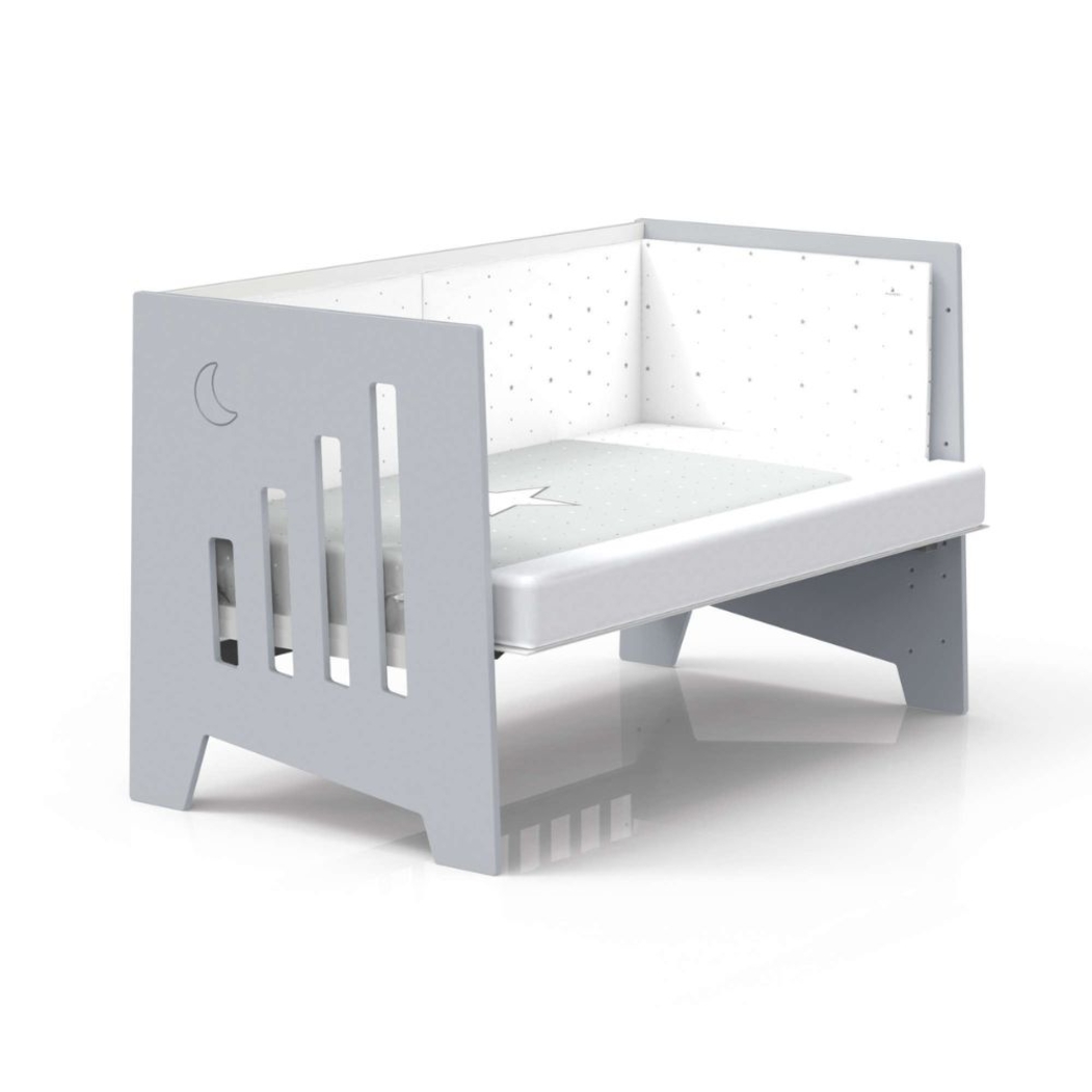 Berço Alondra Omni XL Grey 6 em 1 com Kit Co-Sleeping e Têxteis - Alondra - OMNIXL-K12-M7778-TX128