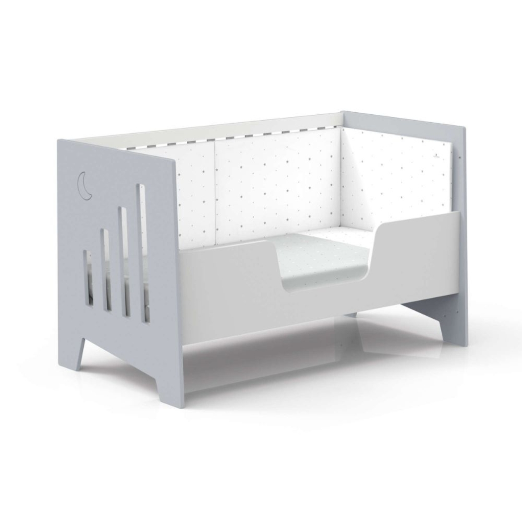 Berço Alondra Omni XL Grey 6 em 1 com Barra Infantil e Têxteis - Alondra - OMNIXL-K13-M7778-TX114