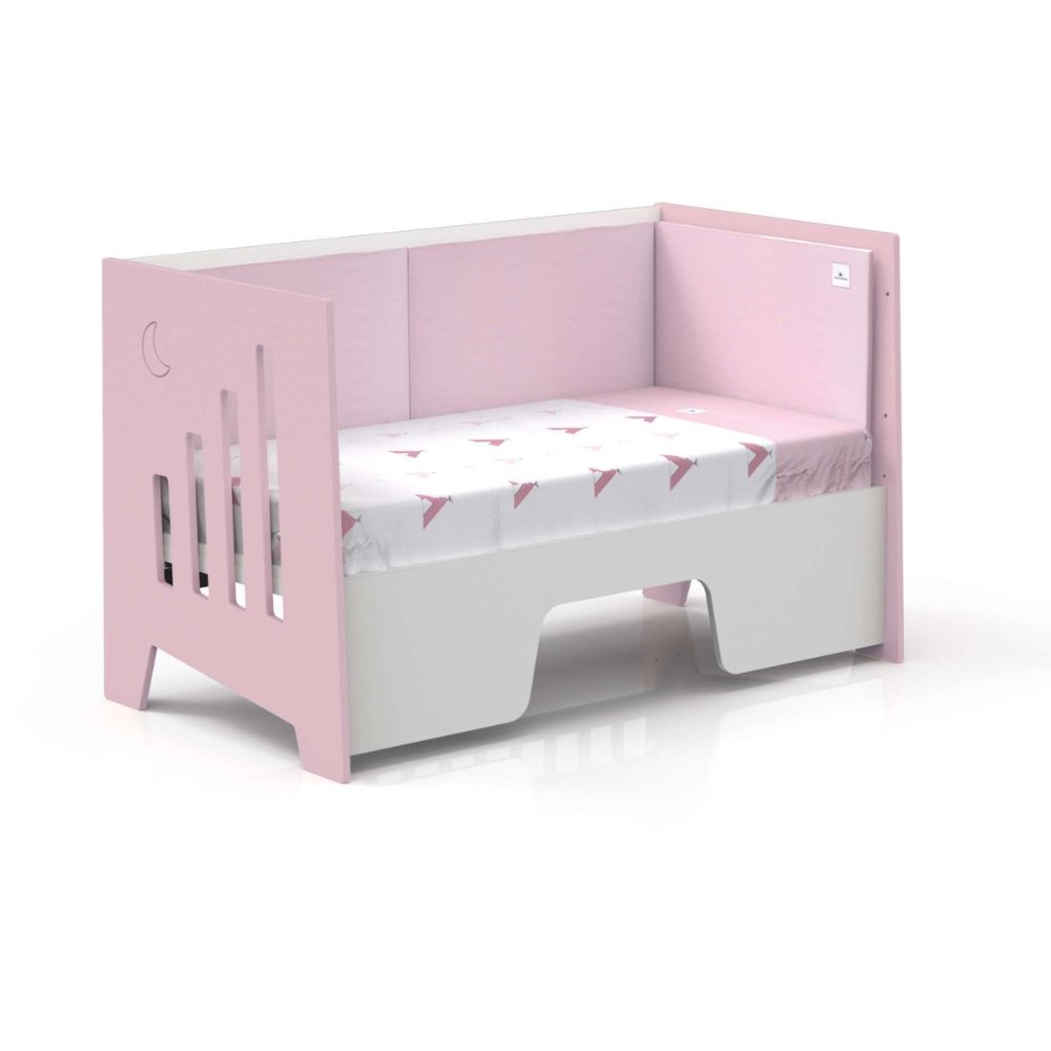 Berço Alondra Omni XL Pink 6 em 1 com Barra Infantil, Kit Co-Sleeping e Têxteis - Alondra - OMNIXL-K14-M7742-TX178
