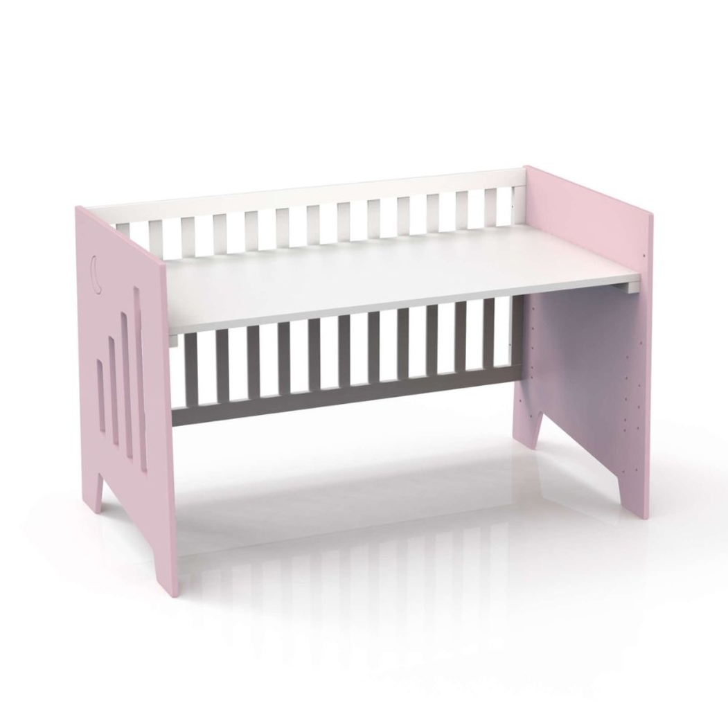 Berço Alondra Omni XL Pink 6 em 1 com Barra Infantil, Kit Co-Sleeping e Têxteis - Alondra - OMNIXL-K14-M7742-TX178