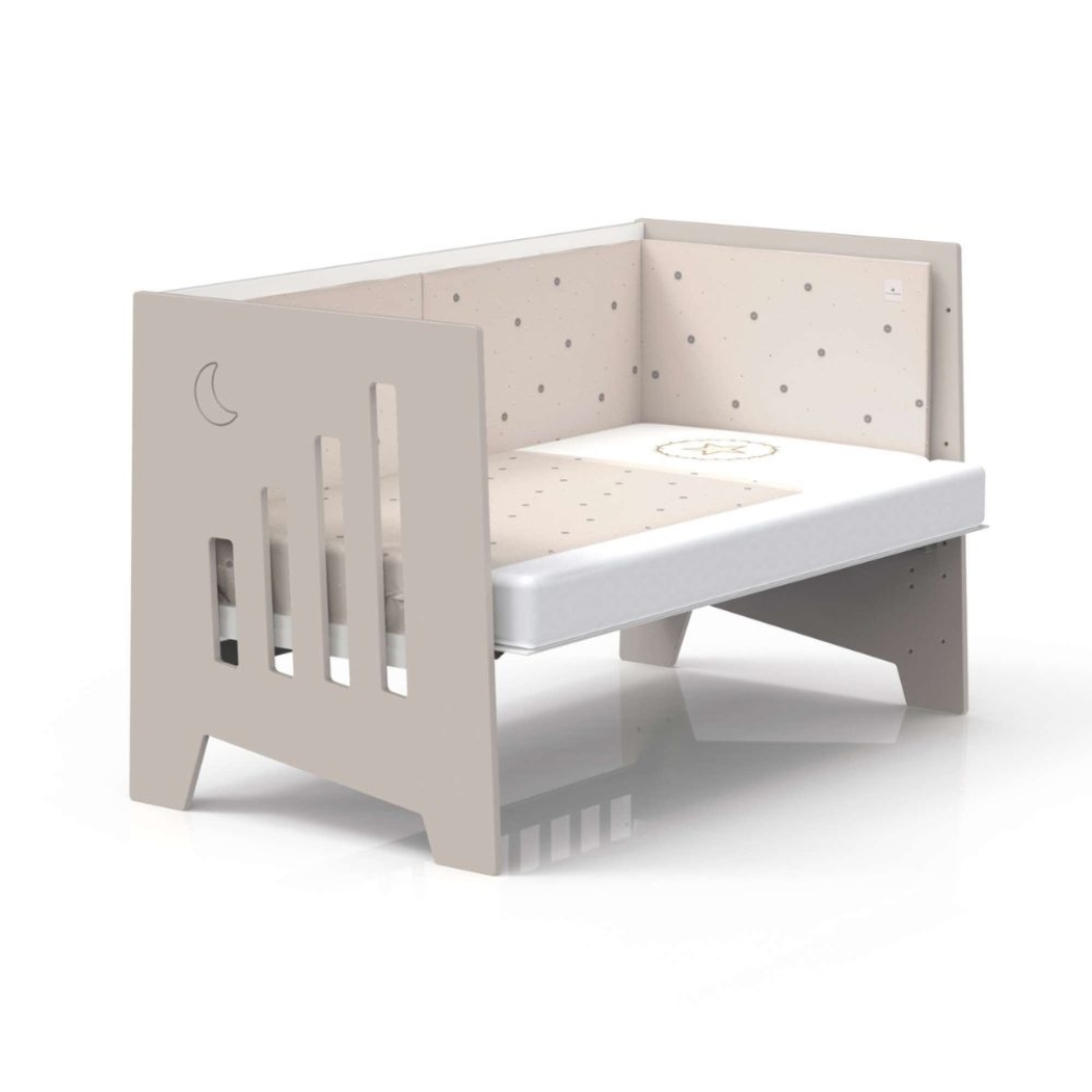 Berço Alondra Omni XL Beige 6 em 1 com Barra Infantil, Kit Co-Sleeping e Têxteis - Alondra - OMNIXL-K14-M7753-TX127