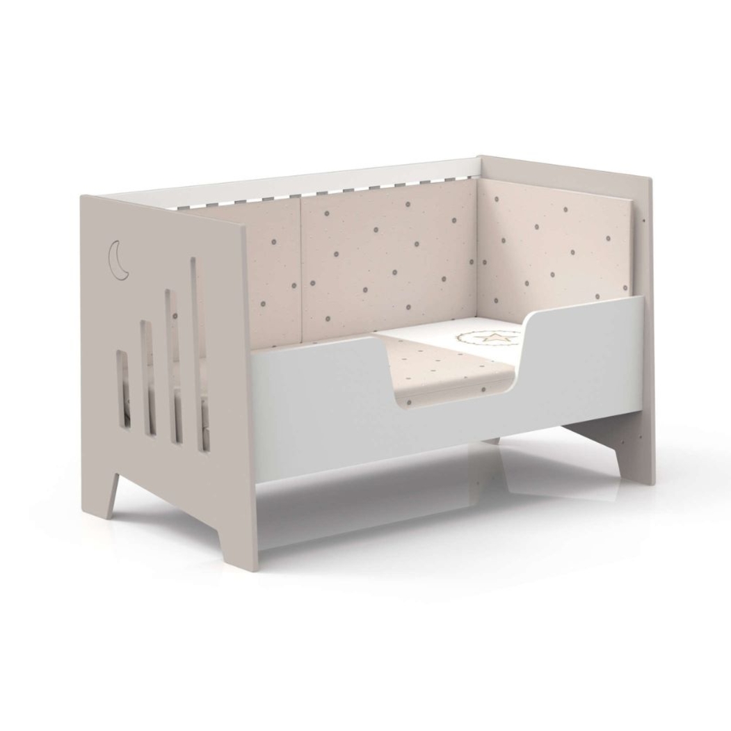 Berço Alondra Omni XL Beige 6 em 1 com Barra Infantil, Kit Co-Sleeping e Têxteis - Alondra - OMNIXL-K14-M7753-TX153