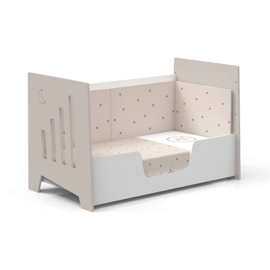 Berço Alondra Omni XL Beige 6 em 1 com Barra Infantil, Kit Co-Sleeping e Têxteis - Alondra - OMNIXL-K14-M7753-TX153